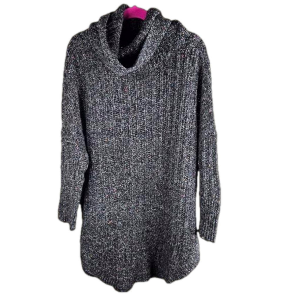 Express Cowl Neck Sweater Dark Gray/Multicolor Size Small - Picture 1 of 9